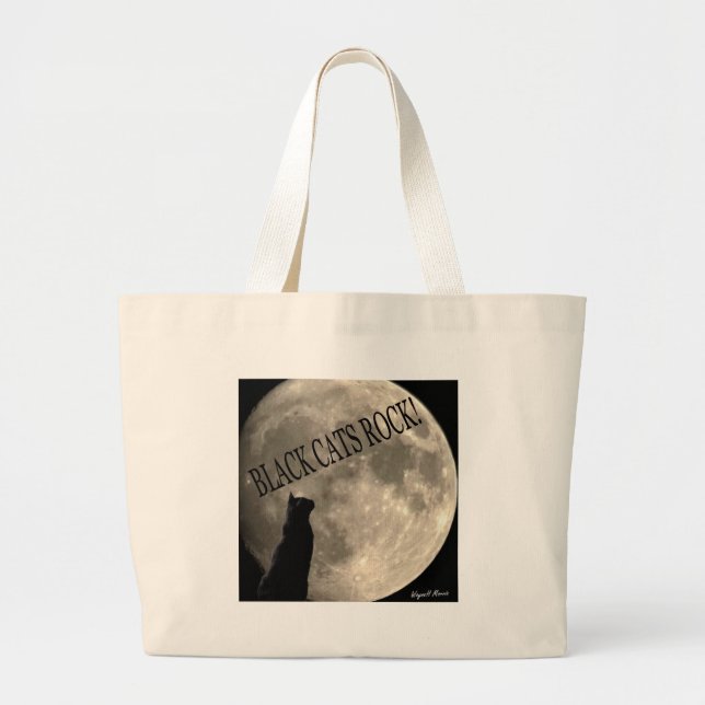 Grand Tote Bag Roche de chats noirs (Devant)