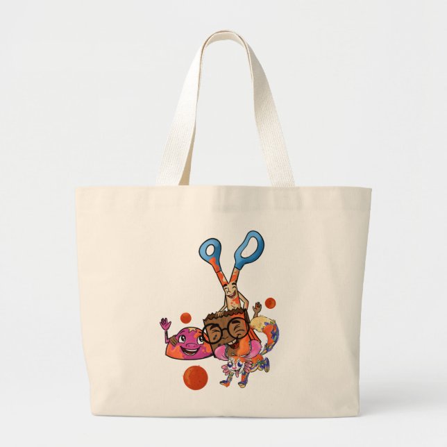 Grand Tote Bag Rock, Ciseaux, Paperbag avec Splashy (Devant)