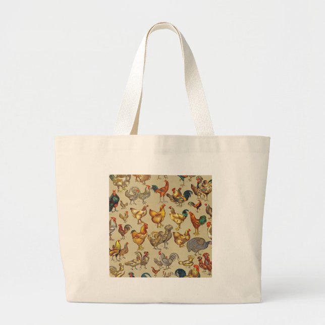 Grand Tote Bag Rooster Poulet de la ferme Pays Animal (Devant)