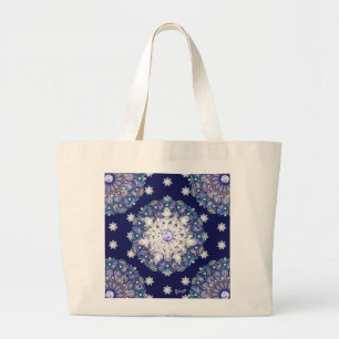Grand Tote Bag Rosace bleue et flocon de neige
