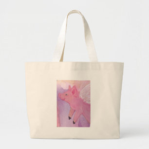 Grand Tote Bag Rosâtre le porc de vol