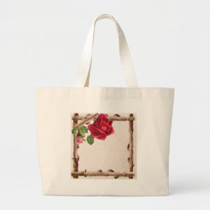 Grand Tote Bag Rose ancienne vintage rustique victorienne antique