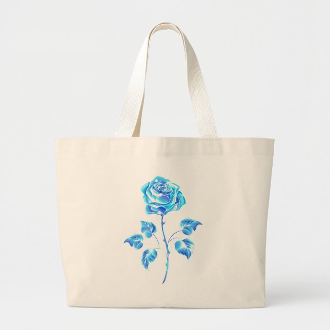 Grand Tote Bag Rose bleue brûlante (Devant)