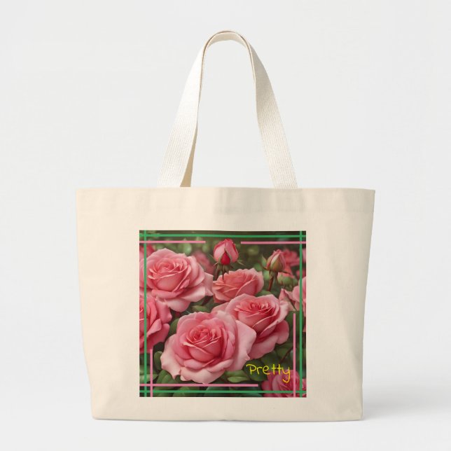Grand Tote Bag Rose et Cool Jean Pocket Fourre-tout (Devant)