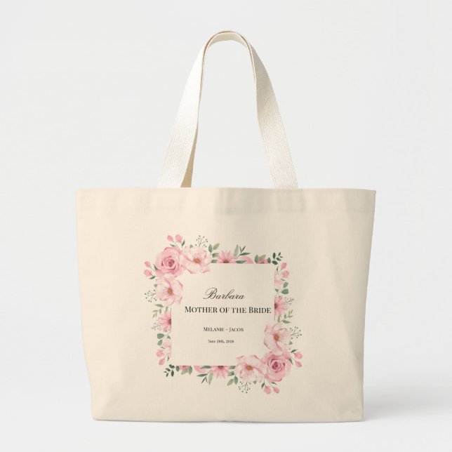 Grand Tote Bag Rose Florale Belle-Mère  (Devant)