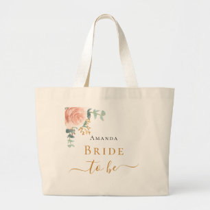 Grand Tote Bag Rose gold floral eucalyptus verdure Future mariée