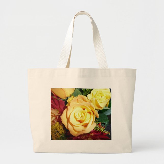 Grand Tote Bag Rose jaune fourre-tout (Devant)