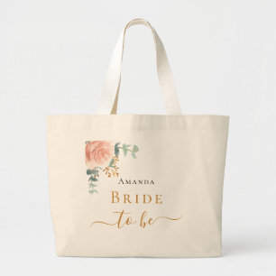 Grand Tote Bag Rose or floral eucalyptus vert Épouse à être