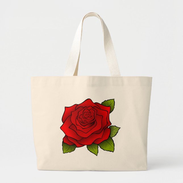 Grand Tote Bag Rose rouge simple (Devant)