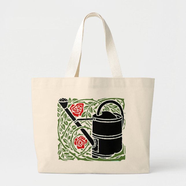 Grand Tote Bag Roses Art nouveau et canettes d'eau (Devant)