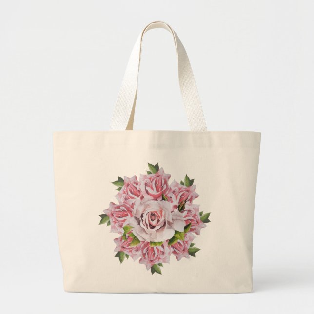 Grand Tote Bag Roses sculpturaux sur un Fourre-tout Jumbo (Devant)