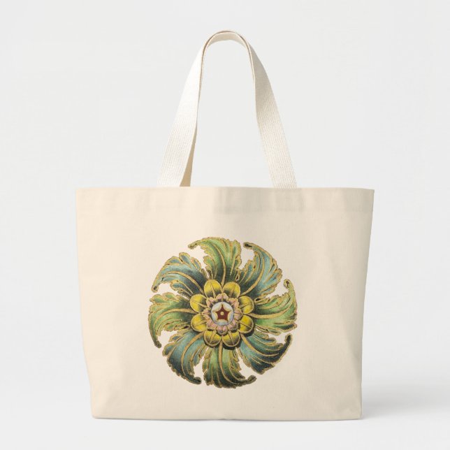 Grand Tote Bag Rosette architecturale antique n° 1 (Devant)