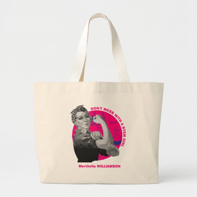 Grand Tote Bag Rosie FEMMES Riveter DANS STEM Girl (Devant)