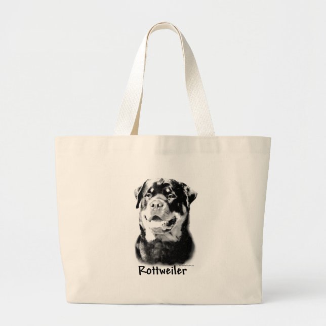Grand Tote Bag Rottweiler Charbon (Devant)