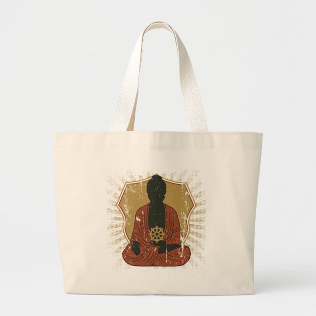Grand Tote Bag Roue méditante de Bouddha Dharma (Devant)