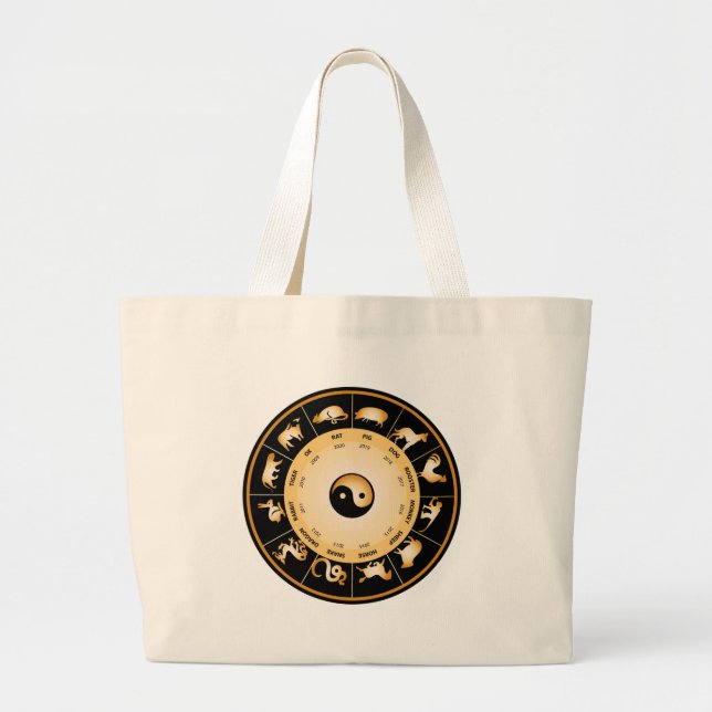 Grand Tote Bag Roue zodiaque chinoise (Devant)