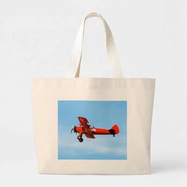 Grand Tote Bag Rouge Baron Bi Plane (Devant)