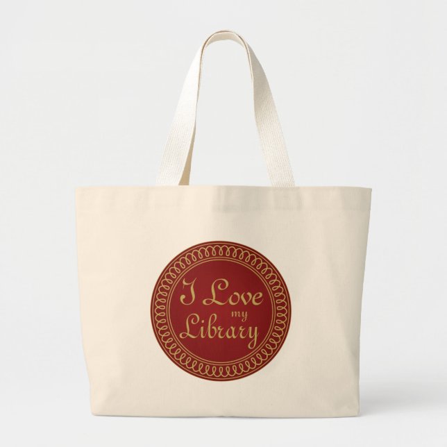 Grand Tote Bag Rouge d'amant de bibliothèque et cadeau de lecture (Devant)