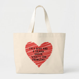 Grand Tote Bag Rouge Happy coeur romance graphique
