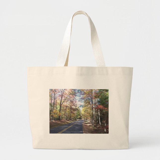 Grand Tote Bag Route de campagne d'automne (Devant)
