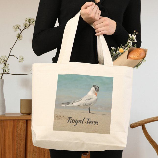 Grand Tote Bag Royal Tern Fun Beach (Créateur téléchargé)