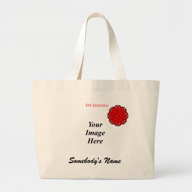 Grand Tote Bag Ruban à fleurs rouges Modèle par Kenneth Yoncich (Devant)