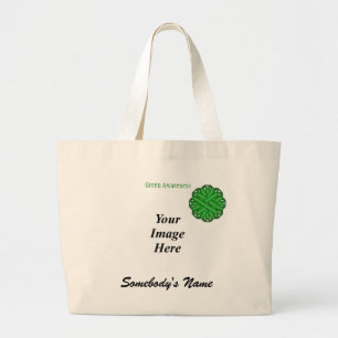 Grand Tote Bag Ruban à fleurs vertes Modèle par Kenneth Yoncich
