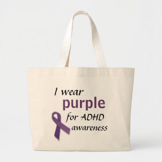 Grand Tote Bag Ruban pourpre, je porte, pourpre, pour le TDAH,