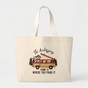 Grand Tote Bag RV Camping Tent Trailer Home est l'endroit où vous