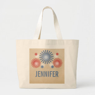 Grand Tote Bag Sacoche Funky 4 juillet Fireworks