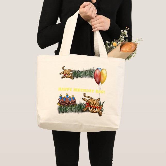 Grand Tote Bag Safari Ultra mignonne Leopard Invitations d'annive (Devant (produit))