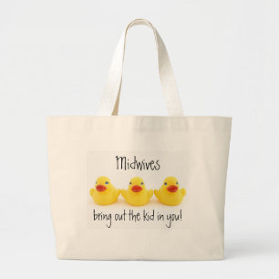 Grand Tote Bag Sages-femmes et canards en caoutchouc jaunes