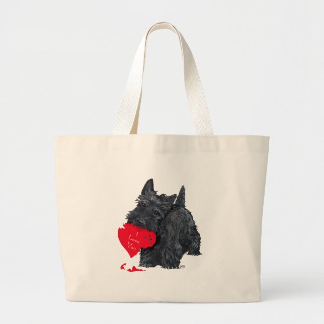 Grand Tote Bag Saint-Valentin Terrier Écossais (Devant)