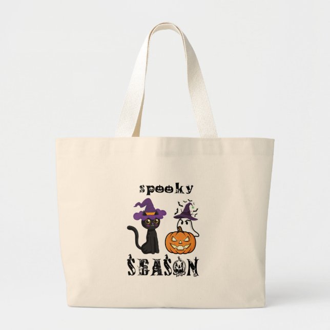 Grand Tote Bag saison effrayante  Joyeux Halloween  (Devant)