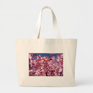 Grand Tote Bag Sakura Cherry Blossoms embrassés par Sunlight