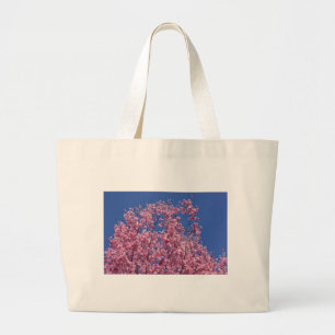 Grand Tote Bag Sakura Cherry Fleurit Dans Le Bleu