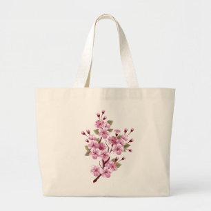 Grand Tote Bag Sakura rose sur la peinture Arrière - plan