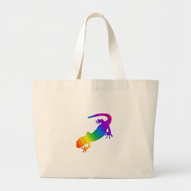 Grand Tote Bag Salamandre striée arc-en-ciel (Devant)
