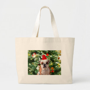 Grand Tote Bag Santa Hat Bulldog Christmas Tree Snowman boîte cad