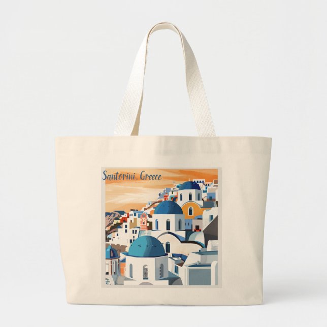 Grand Tote Bag Santorin : Destinations Iconiques (Devant)
