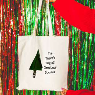 Grand Tote Bag Sapin de Noël aux formes géométriques vertes et co