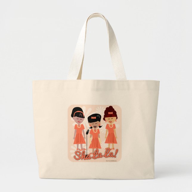 Grand Tote Bag Sassy Sixties Girl Group Cute Retro Music Design (Devant)