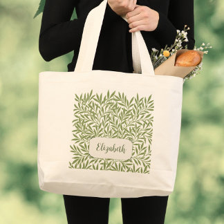 Grand Tote Bag Saules feuilles victoriennes vintage par William M
