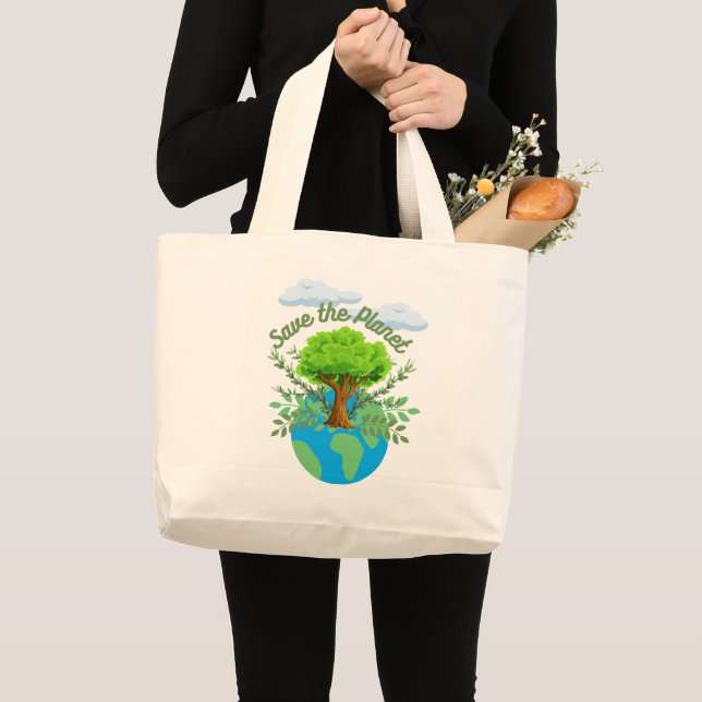 Grand Tote Bag Sauvez la planète Fourre-tout (Devant (produit))