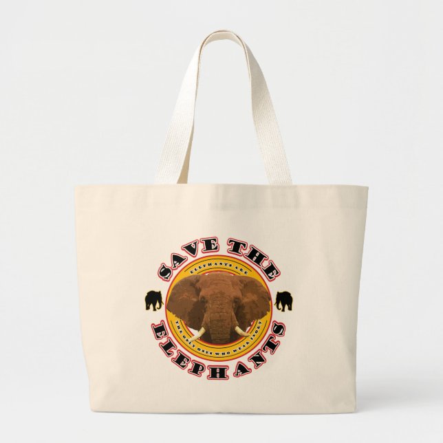 Grand Tote Bag Sauvez Les Éléphants (Devant)