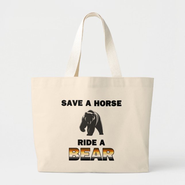 Grand Tote Bag Sauvez Un Cheval (Devant)