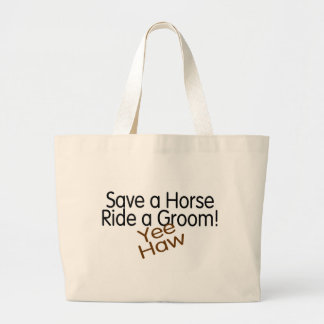 Grand Tote Bag Sauvez un tour de cheval un marié