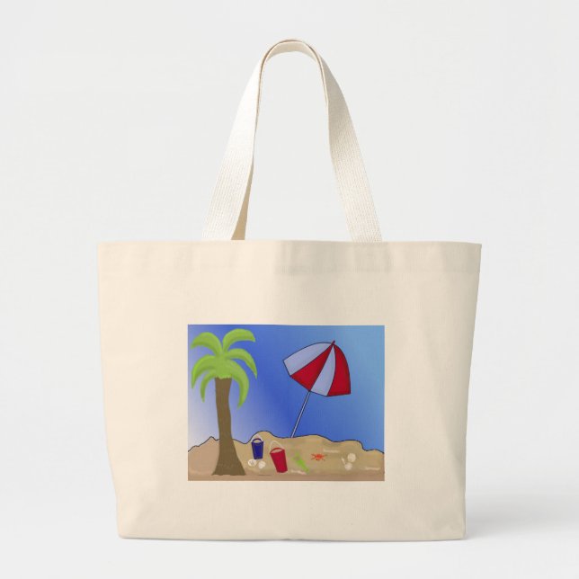 Grand Tote Bag Scène de plage de vacances (Devant)