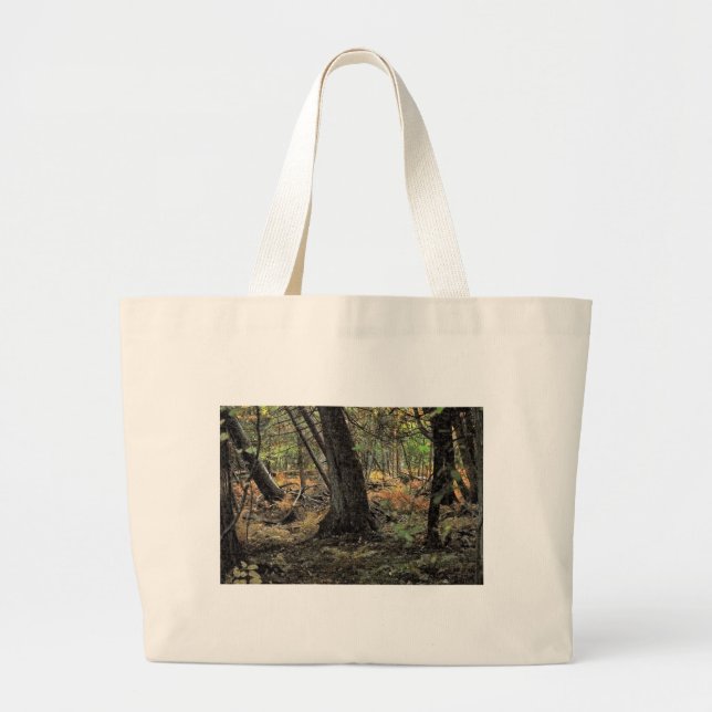 Grand Tote Bag Scène forestière automnale (Devant)