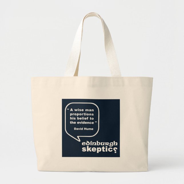 Grand Tote Bag Sceptiques d'Edimbourg - citation de Hume (Devant)